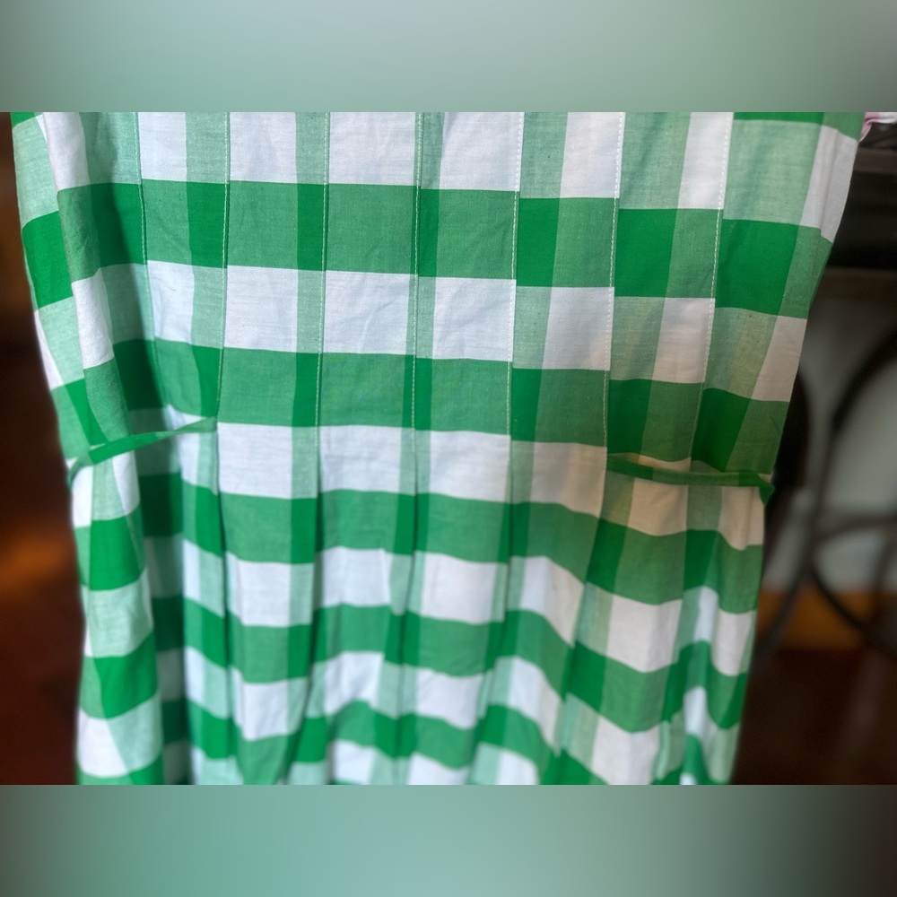 💚 Aura Green/White Checkered Dress. Pink Accents & Pockets. Women’s Large. NWOT. - Picture 4 of 14